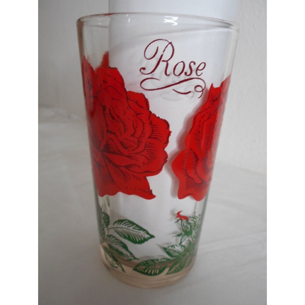 MCM Boscul Peanut Butter Drinking Juice Glass Tumbler Red Rose Estate  5"  #2